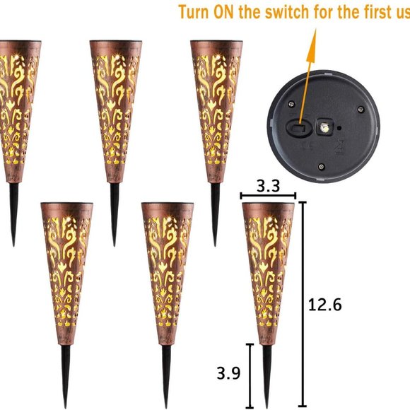 New Bronze 6Pcs Garden Decor Solar Outdoor Lights - Picture 6 of 6